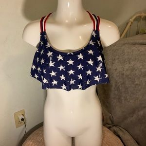 Xhilaration Medium Red White and Blue Bikini - Womens Medium - TOP ONLY !!